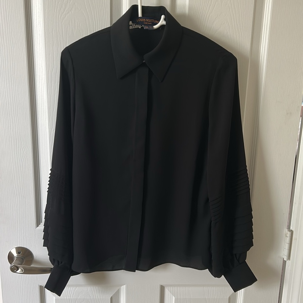 Louis Vuitton Women’s Elegant Black Dress Shirt with Detail bell sleeves